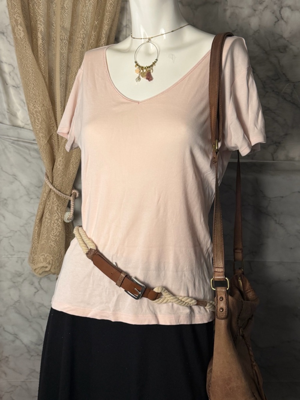 100% Pima Cotton S Soft Pale Pink V Neck T Talbots S Comfortable Everyday Layer